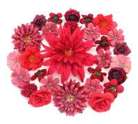 MOTONG 30 PCS Fiori Finti per Decorazioni Fiori per Torte Fiorellini Finti per Decorazioni Testa di Fiore Finta per Bomboniere Cimitero Rose Finte Margherite Ghirlanda Decorazioni Primavera Rosso