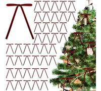 MOTONG 40 Pezzi Weinrot Christmas Butterflingsknoten Deko Schleifen Weihnachten Glitzer Weihnachtsbaum Schleifen Weihnachtsbaumschmuck für Familienfeiern Decorazione di Festa