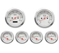 MOTOR METER RACING Classico elettrico 6 Gauge Set quadrante bianco ago | Con ECU Based, 85mm, 7.6-1cm, 52mm, 2-1/16", tachimetro con contachilometri digitale, illuminazione della lampadina, auto