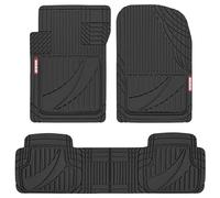 Motor Trend FlexTough Advanced - Tappetini in gomma nera per auto, 3 pezzi, per auto, camion, SUV, tutte le condizioni atmosferiche, con impugnature di trazione e linee multiple