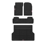 Motor Trend FlexTough - Set completo di tappetini per auto in gomma nera con rivestimento per bagagliaio, anteriore e posteriore, per auto, furgoni, SUV, per tutte le condizioni atmosferiche