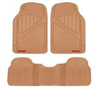 Motor Trend FlexTough - Tappetini per Auto in Gomma per Tutte Le Condizioni atmosferiche, 3 Pezzi, per Auto, Camion, SUV, Resistenti e Impermeabili (Beige)