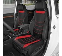 Motor Trend LuxeFit - Coprisedili rossi per auto, camion, furgoni, SUV (confezione da 2), in finta pelle, facili da installare, con tasche portaoggetti, adatti alla maggior parte dei veicoli