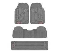 Motor Trend Tappetini e fodere in gomma resistente a 3 file per auto, SUV, furgoni, 2° e 3° fila, in lattice polimerizzato resistente, protezione completa degli interni, design con bordi alti, grigio