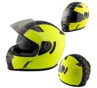 Motorbike Full Face Helmet Motorcycle Scooter Inner Sun Visor Touring Fluo L
