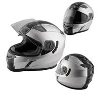 Motorbike Full Face Helmet Motorcycle Scooter Inner Sun Visor Touring Silver S