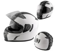 Motorbike Full Face Helmet Motorcycle Scooter Inner Sun Visor Touring White M