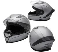 Motorbike Full Face Helmet Sport Scooter Visor Touring Silver XS