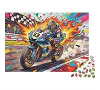 Motorbike Racing Puzzles for Anziani 1000 Piece Recyclable Vibrant Art Puzzles Puzzle Accessori per il gioco Impossible Hard Difficult Stimolante Activity 38x26cm/1000pcs
