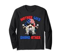 Motorcycle And Letter Graphic for Biker Mom Patriotic GNOME Maglia a Manica