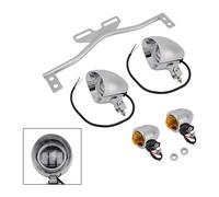 Motorcycle Beam Headlight Fog Lamp Custom Chrome #D21 PER Racer Bobber Chopper.