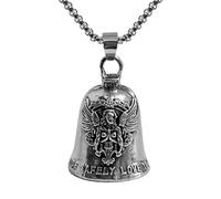 Motorcycle Bell, Guardians Angel Ride Bell for Long Distance or Daily Commute, Mini Biker Charm Ornamento, Protective Good Luck Pendant for Motorcycles Cars or Group Ride Gift