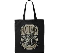 Motorcycle Champion Flat Track Rebel Racing Superior Performance Natural Ecologico Cotton Tote Bag Nero, Nero , Taglia unica
