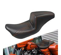 Motorcycle Driver Passenger Seat Two-Up Front Rear Rider Cushion Compatible With Harle Touring Street Electra Glide Road Glide FLHR 2009-23(Orange line Seat)