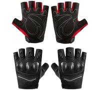 Motorcycle Half Finger Riding Gloves - Anti Slip Grip Design, Breathable Woven Shell, Lightweight Hand Protection Gear, Sweat Proof Comfort Gloves, Outdoor Cycling Driving Sport Accessory, Flexible