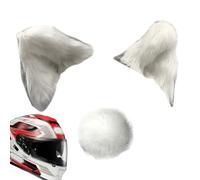 Motorcycle Headgear Cat Ear - Accessori per casco, decorazione costumi | Orecchie da gatto adesive per casco, orecchie da casco in pelliccia per cosplay, accessorio per casco da moto , Grigio +