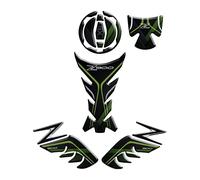 Motorcycle KIT PARASERBATOIO FRONTALE E LATERALE, PROTEZIONE TAPPO E VANO CHIAVE RESINATO ADESIVO EFFETTO 3D, COMPATIBILE con KAWASAKI Z900 (VERDE)