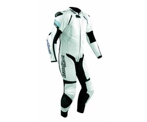 Motorcycle Motorbike Full Body one pc Perforated Leather Race Suit White 50