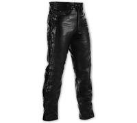 Motorcycle Quality Thick Leather Trouser Laced Jeans Bikers Motorbike Black 28
