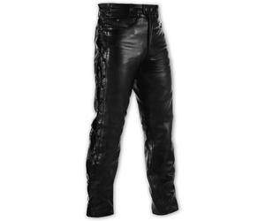Motorcycle Quality Thick Leather Trouser Laced Jeans Bikers Motorbike Black 32