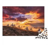 Motorcycle Racing 1000 Pezzi Jigsaw Puzzle Recycled Paper Motocross Group Puzzle per Adulti Impossible Hard Difficult Challenging Allevia la Demenza Senile Fun 38x26cm/1000 pezzi