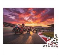 Motorcycle Racing Jigsaw Puzzles 1000 Pezzis Riciclato Material Moto Grid Puzzles per Anziani Allevia la Demenza Senile Divertente Gioco in Famiglia Attività Home 70x50cm/1000 Pezzi