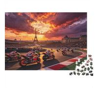 Motorcycle Racing Puzzle per Adulti 1000 Pezzi Riciclabile Eiffel Tower Senior Puzzles Impossible Hard Difficult Challenging Allevia la Demenza Senile Attività 38x26cm/1000 pezzi