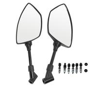 Motorcycle Rearview Mirror 360 Degree Rotation Convex Glass Lens Carbon Fiber Side Mirrors for Scooter Sport Bike with 8mm 10mm Handlebar Fit (Black)