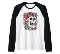 Motorcycle skull Speed Motors Custom Garage tattoo style Maglia con Maniche Raglan
