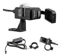Motorcycle USB Port, Waterproof Quick Charge Adapter Socket 9-24V with Double USB Output for GPS, Tablet, Dashboard Camera, Motorbike, Scooter