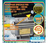 Motore Elettrico Monofase COMPRESSORE 3HP 3CV 2,2KW ITALIANO 2800 giri B3 24MM