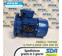 MOTORE ELETTRICO TRIFASE MARELLI 0,75 CV 0,55 KW 0,75 HP 4P B5 stock 1400 g/m