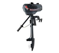 Motore Fuoribordo 3,5 CV 2 tempi, Motore Fuoribordo a Benzina 4000 - 5000 rpm con Funzione di Guida a 180 Gradi, Elica Tripla per Gommoni, Barche da Pesca, ecc, Nero Basso Rumore