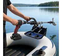 Motore Fuoribordo Elica per Barca da Trapano Manuale da 1 m con Staffa/Morsetto, Motore Trolling per Canoa per Lago Stagno, Kit di Sterzo per Motore Trolling per Kayak(With Clamp)