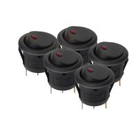 Motore Interruttore Accensione Starter Interruttore a pulsante per auto 5 pezzi/set Interruttore a bilanciere rotondo a luce LED Interruttori a levetta a luminescenza impermeabili 12V(20MM-Red A)