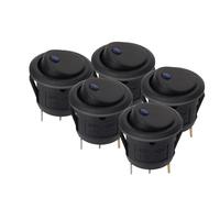Motore Interruttore Accensione Starter Interruttore a pulsante per auto 5 pezzi/set Interruttore a bilanciere rotondo a luce LED Interruttori a levetta a luminescenza impermeabili 12V(20MM-Blue A)