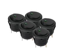 Motore Interruttore Accensione Starter Interruttore a pulsante per auto 5 pezzi/set Interruttore a bilanciere rotondo a luce LED Interruttori a levetta a luminescenza impermeabili 12V(20MM-Green A)