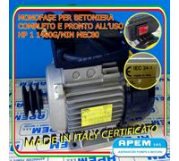 MOTORE MONOFASE ITALIANO 1 HP-0,75 KW 1400g/m PULEGGIA+SPINA PER BETONIERA
