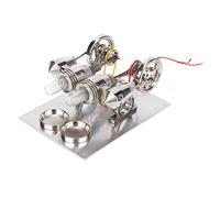 Motore Stirling a 4 Cilindri Generatore di Energia Ad Aria Calda in Miniatura Modello Didattico di Laboratorio di Fisica con 4 Cilindri E Lampada Calda per Operazioni Sperimentali