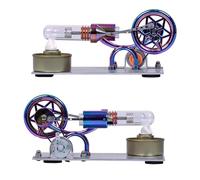 Motore Stirling ad Aria Calda Modello di Motore Generatore di Elettricità con Lampadina a LED Volano con Motivo a Stella a Sei Punte Strumento per Esperimenti di Scienze Educative Fai da Te con Base