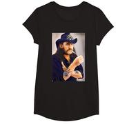 Motorhead Lemmy Kilmister Ritratto Asso di Picche Maglietta, Ragazze, Nero, XS