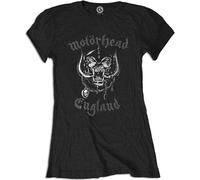 Rock Off Trade Maglietta Motorhead England con applicazione strass Nero Donna Taglia 40