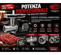 Motoriduttore con Tritacarne PAVI SM12 370W Professionale in Ghisa Inox 0,5HP