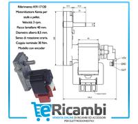MOTORIDUTTORE KENTA STUFA A PELLET CON ALBERO 8,5mm 220V NORDICA CLAM LINCAR