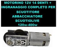 Motorino 12v 14Denti +Ingranaggio Completo x Scuotiolive Abbacchiatore 120w-400w