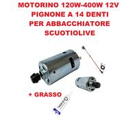 Motorino 12V a 14 Denti 120W-400W per Abbacchiatore Scuotiolive + Grasso