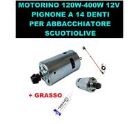 Motorino 12V a 14 Denti 120w-400w per Abbacchiatore Scuotiolive + Grasso