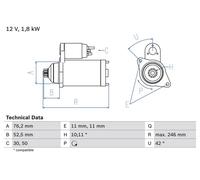 Motorino avviamento bosch per AUDI A2 1.4 TDI 0 986 016 980