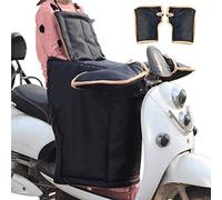 Motorino Coprigambe Grembiule con Guanti da Manubrio Universale Scooter Moto Rivestimento per Grembiule Guanti da Manubrio Tessuto PU Antivento Impermeabile Addensato Caldo,B,With Side Protection