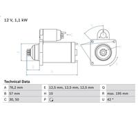 Motorino d'avviamento BOSCH 0 986 020 330 per SKODA YETI (5L) 1.2 2009-2015